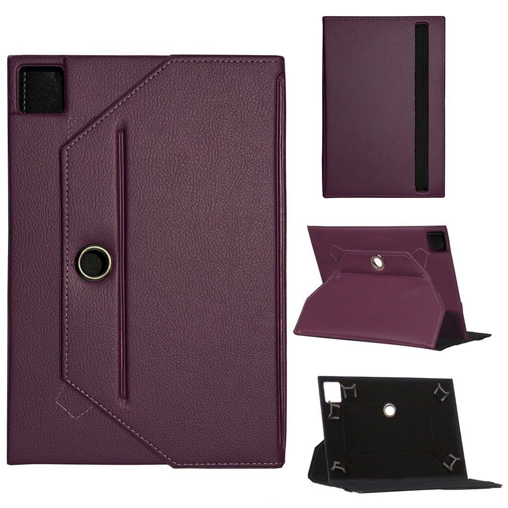 Universal Standlı 13 İnç Deri Tablet Kılıfı Mor