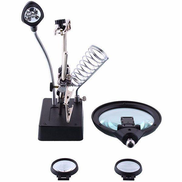 MG16129-C Kuyumcular İçin Büyüteçli Havya Standı