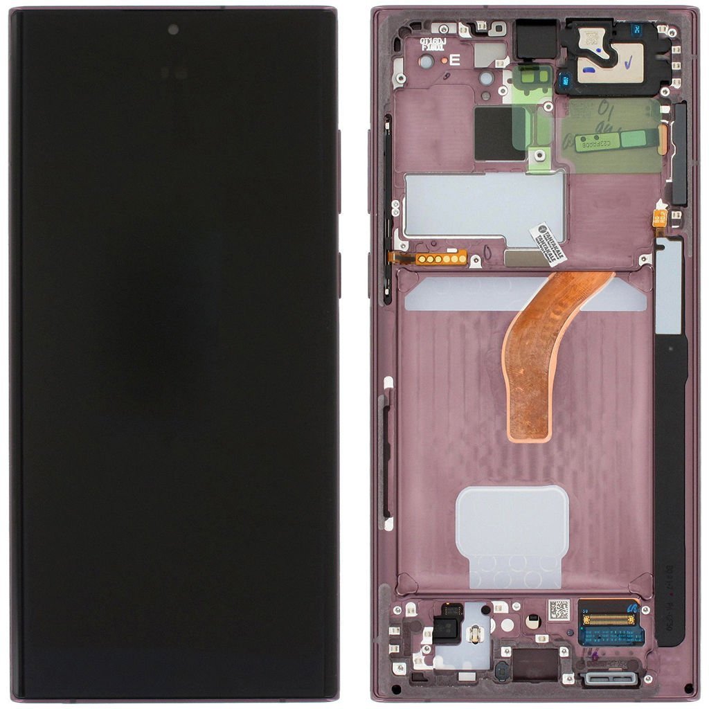 Samsung Galaxy S22 Ultra SM-S908 Lcd Ekran Dokunmatik Çıtalı Bordo