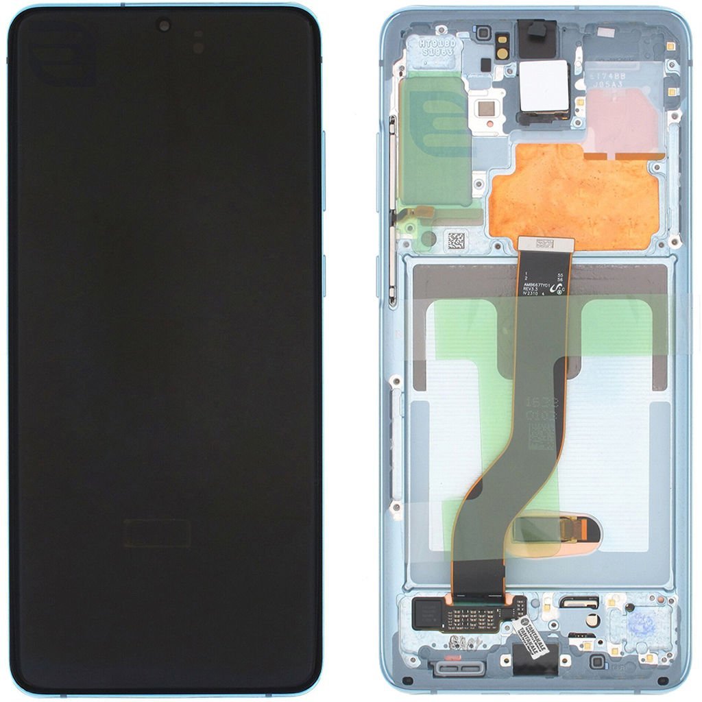 Samsung Galaxy S20 Plus SM-G985 Lcd Ekran Dokunmatik Çıtalı Mavi