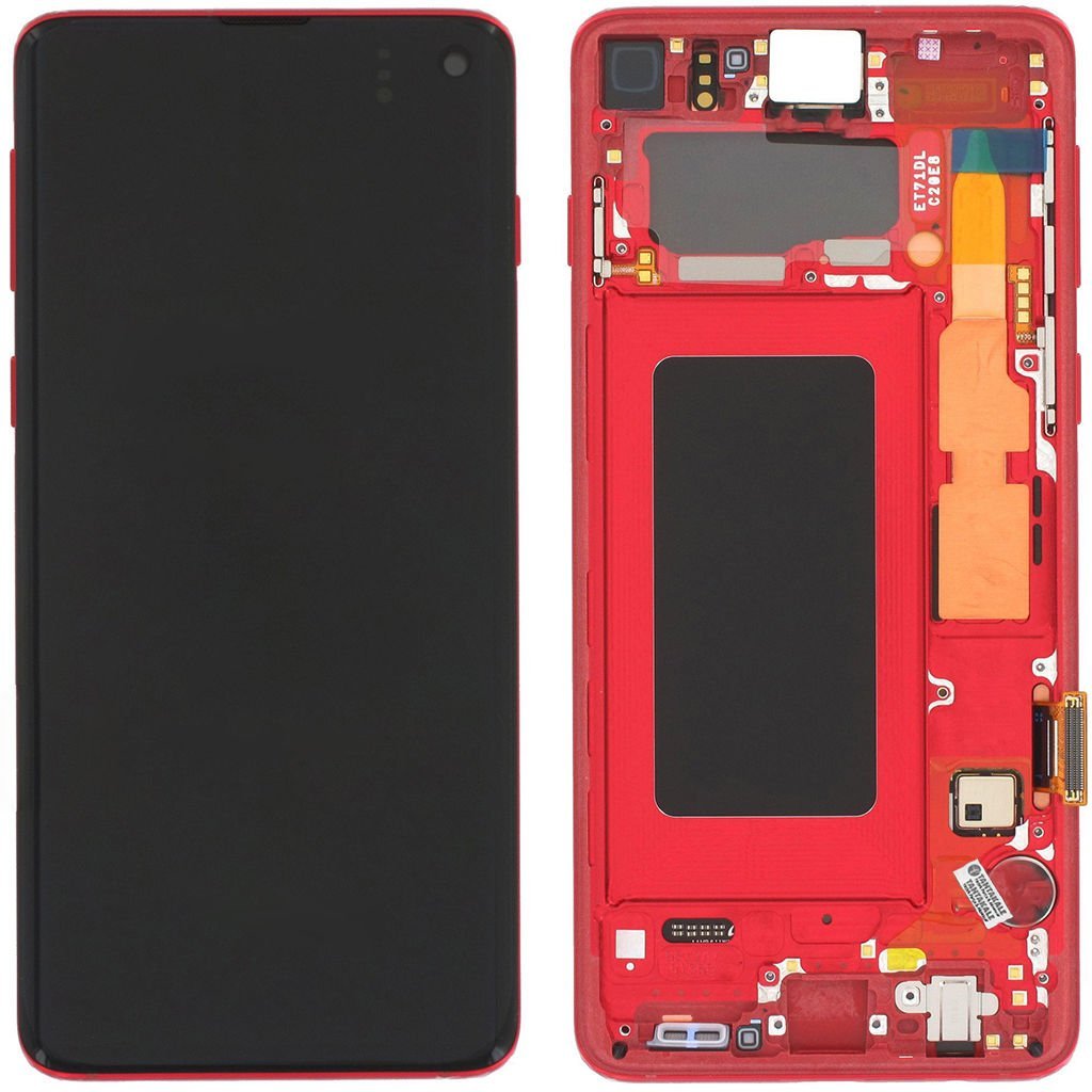Samsung Galaxy S10 SM-G973 Lcd Ekran Dokunmatik Çıtalı Kırmızı